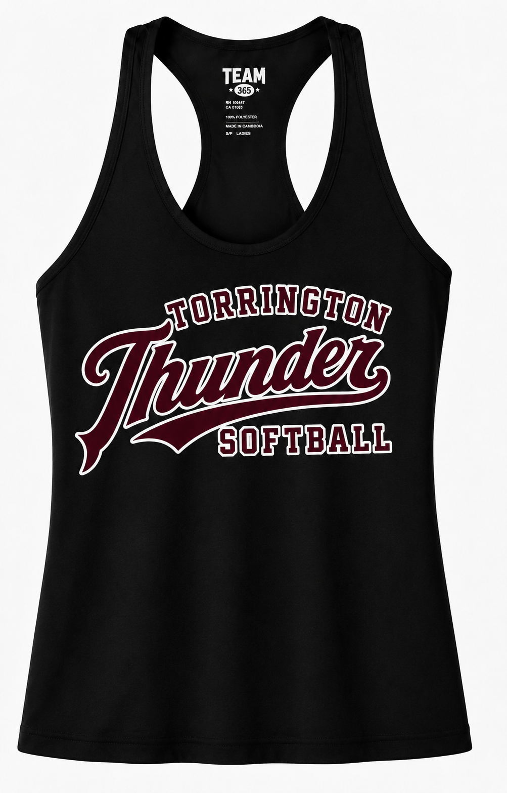 Thunder Softball - Women's Zone Team 365 Performance Racerback Tank - Black