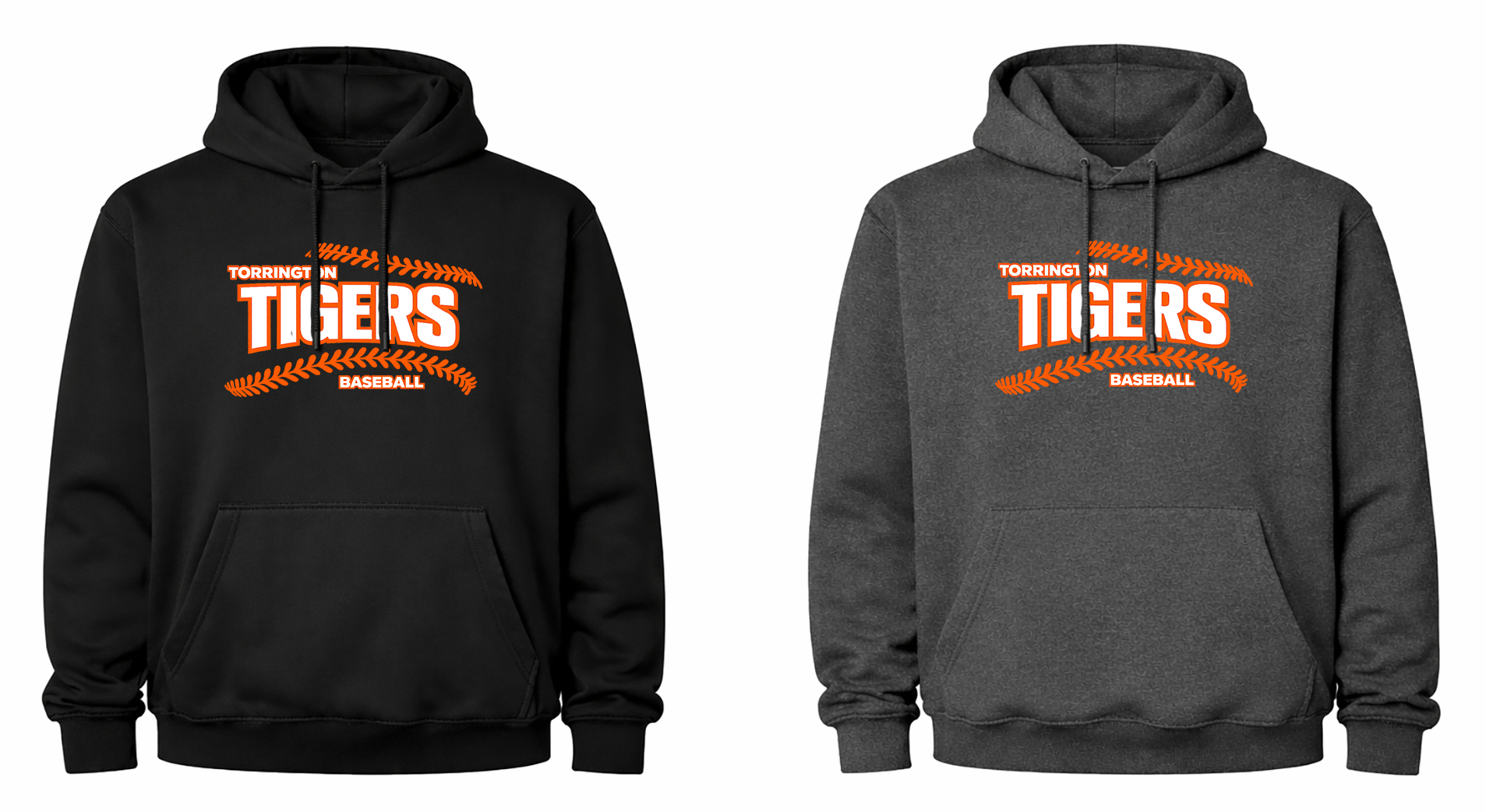Torrington Tigers Baseball Stitch Hoodie (White Text)